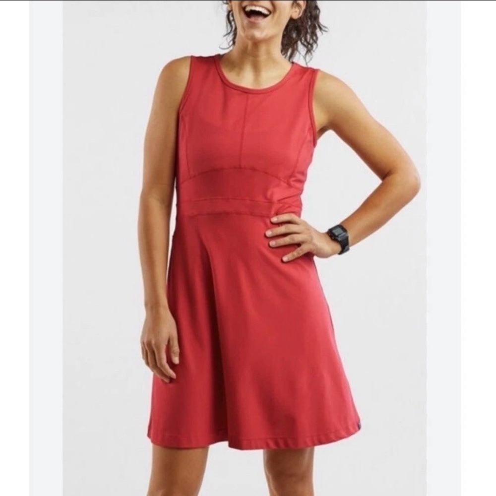 Title Nine Womens Size Large Athleisure Dress‎ Knee Length Red Sleeveless Active